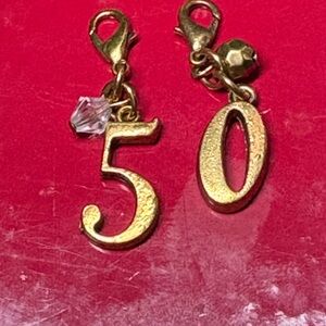 Gold Number 50 Charm Earrings